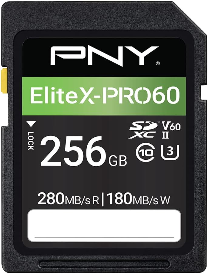 PNY 256GB EliteX-PRO60 UHS-II SDXC Memory Card for 4K UHD