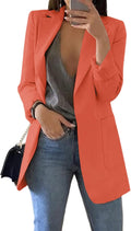 Cnkwei Womens Casual Blazers Open Front Long Sleeve Lapel Collar cut
