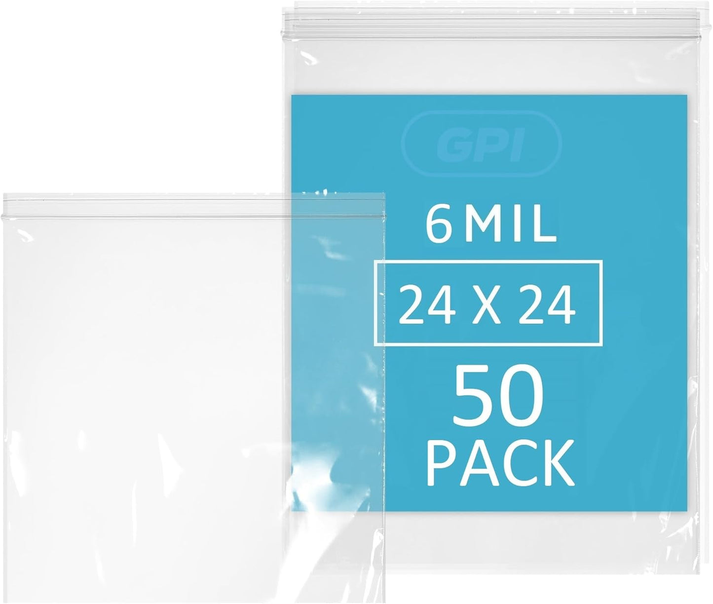 GPI 24 X 24 Extra Large Reclosable Zip Bags for Storage