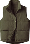 Womens Corduroy Puffer Vest Stand Collar Zip Snap Button (Style 3G87)