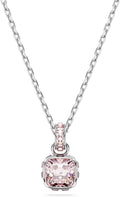 Swarovski Birthstone Pendant Necklace June Square-Cut Pink - Elegant