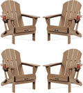 Folding Adirondack Chairs 4 Pack - Weather Resistant Foldable Seats