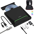 External CD DVD Drive USB 3.0 with Ethernet Adapter and Card Reader