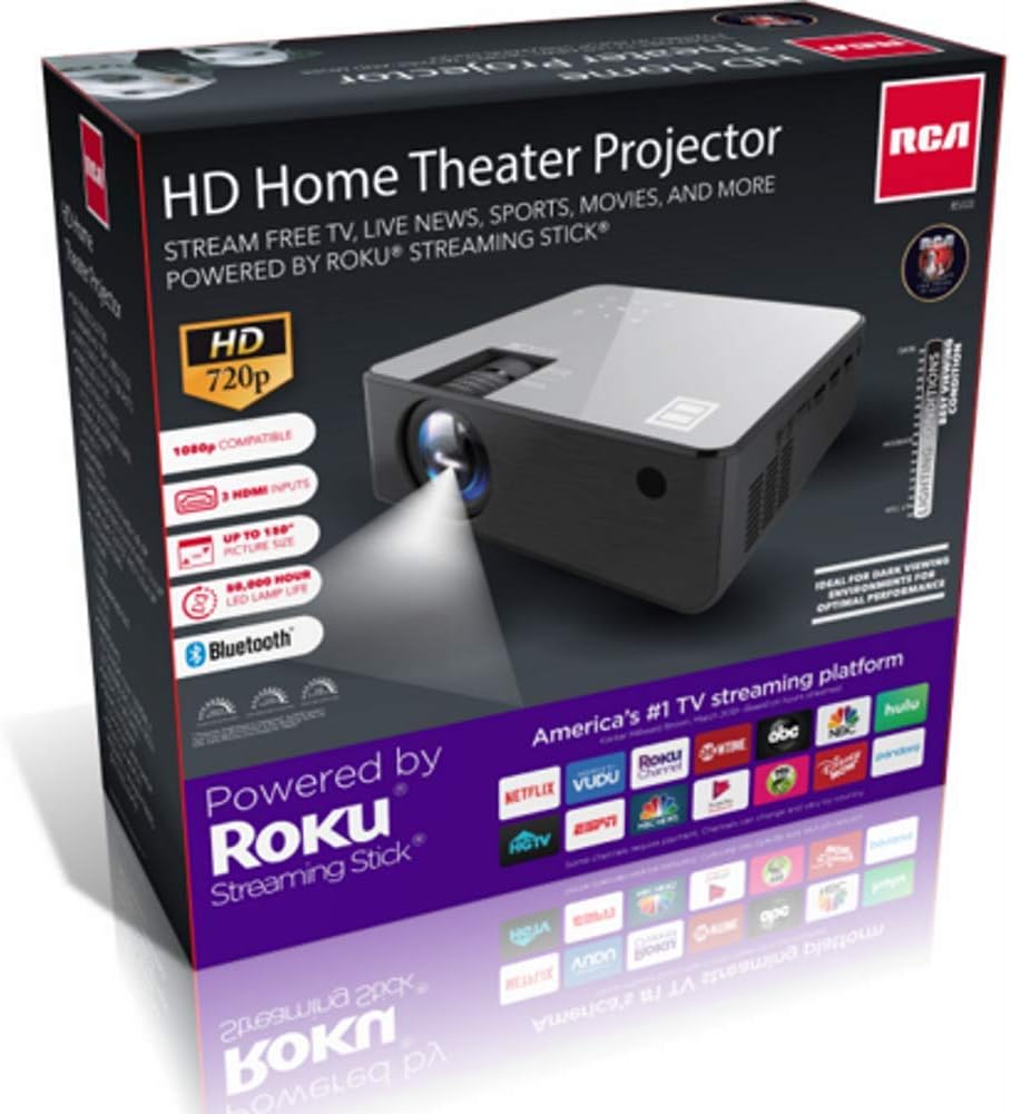 RCA RPJ133 Home Theater Projector with Roku Streaming Stick