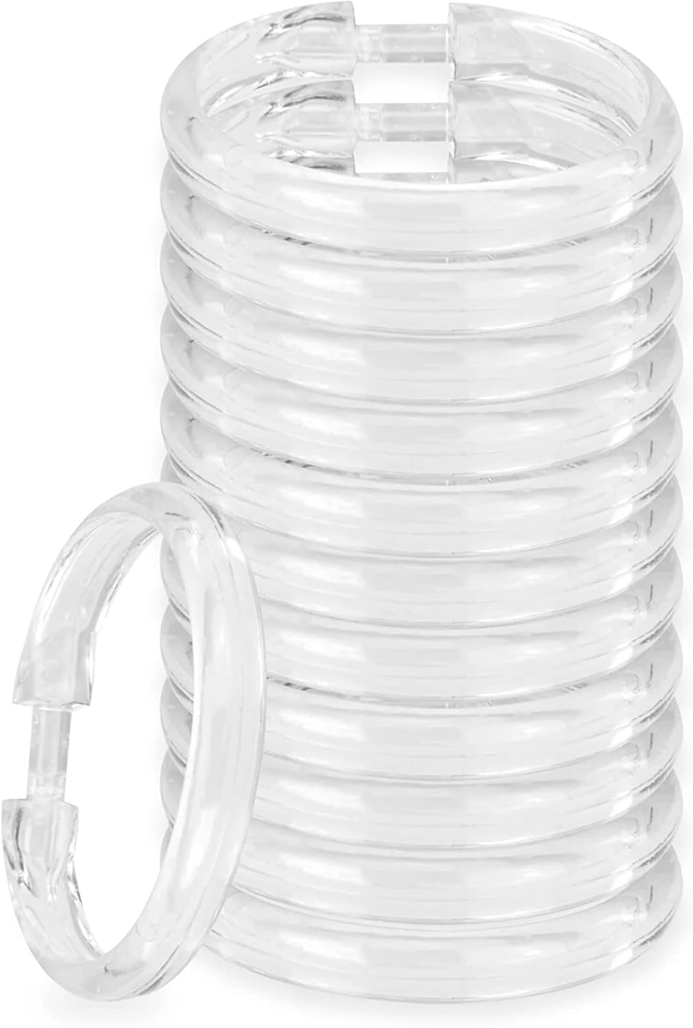 12 Pack Unbreakable Clear Plastic Curtain Rings