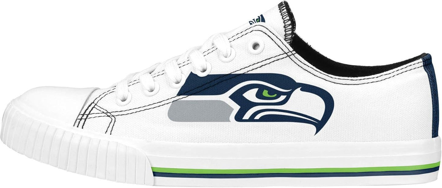 FOCO Women's NFL Team Big Logo Low Top White Canvas Sneakers