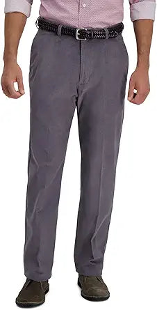 Haggar Men's Premium No Iron Khaki Classic Fit Expandable Waist Pants