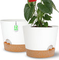 12+12in 2-Pack Large Self Watering Flower Pots - Modern Indoor