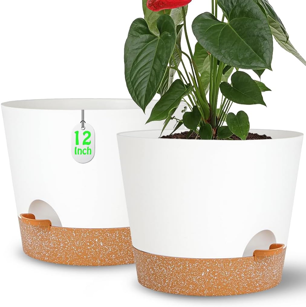 Self Watering Planters for Indoor Outdoor Plants - 12Inch Set