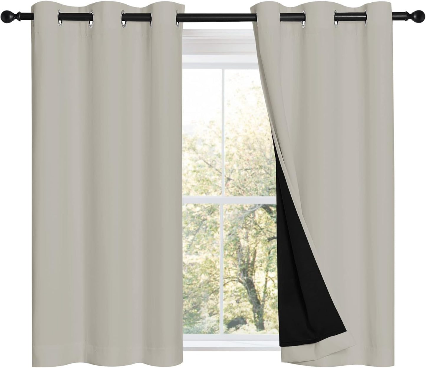 NICETOWN Natural 100% Blackout Curtains for Small Windows