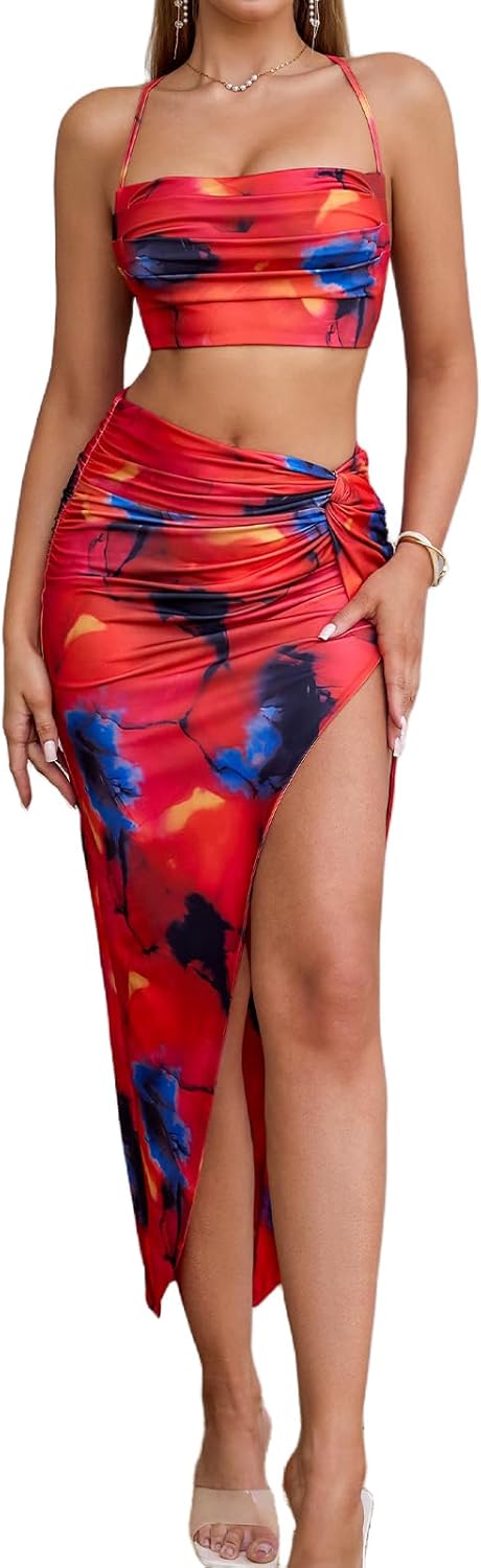 XinFSh Women's Two Piece Skirt Sets for Summer Beach Nights
