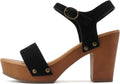 Soda CHIVAS Women's Bold Buckles Studded Wedge Sandal - Sexy Elevated