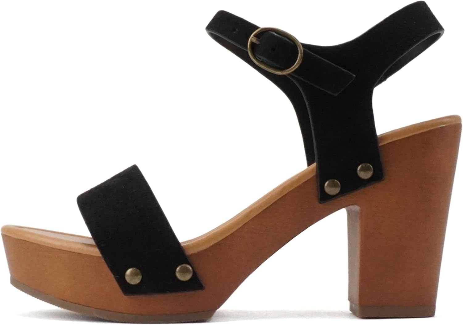 Soda Women's Bold Buckles Studded Wedge Sandal for Style
