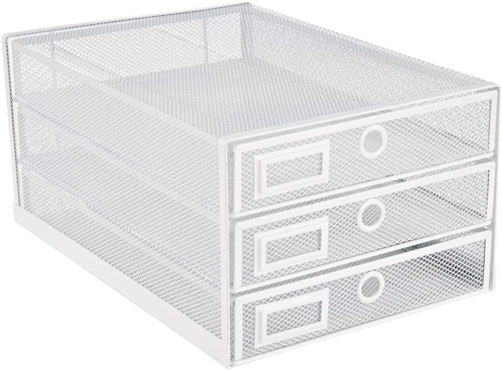 Annova Desk Organizer Wire Mesh 3 Tier Sliding Drawers for Files