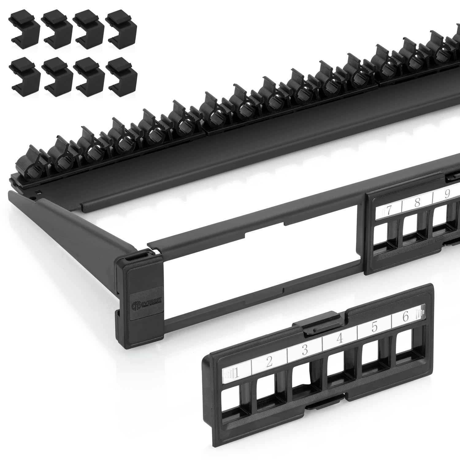 Everest 24 Port Keystone Patch Panel for Slim Profile Connectors