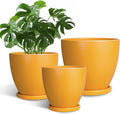 Ceramic Planters Set of 3 - 10, 8, 6 in Pots for Indoor and Outdoor