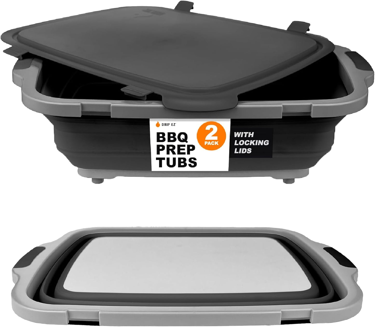 Drip EZ Collapsible BBQ Prep Tubs for Meal Prep and Storage