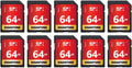 64GB SD Card 10-Pack UHS-I U1 Class 10 - Multi Case Value