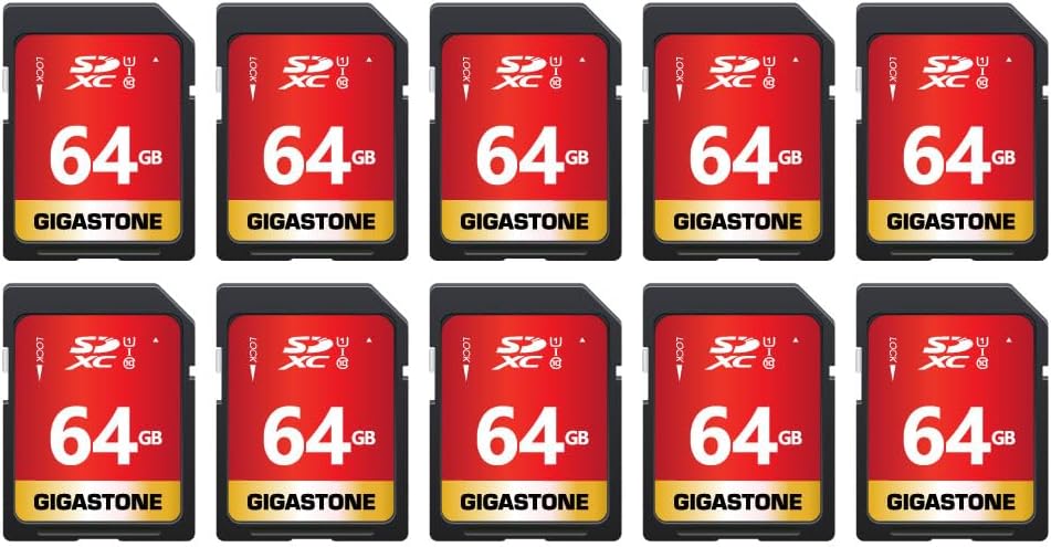 GIGASTONE 64GB SD Card 10-Pack for High Speed Full HD Video