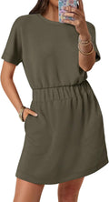 Womens Elastic Waist Mini T Shirt Dress - Comfortable Summer Staple