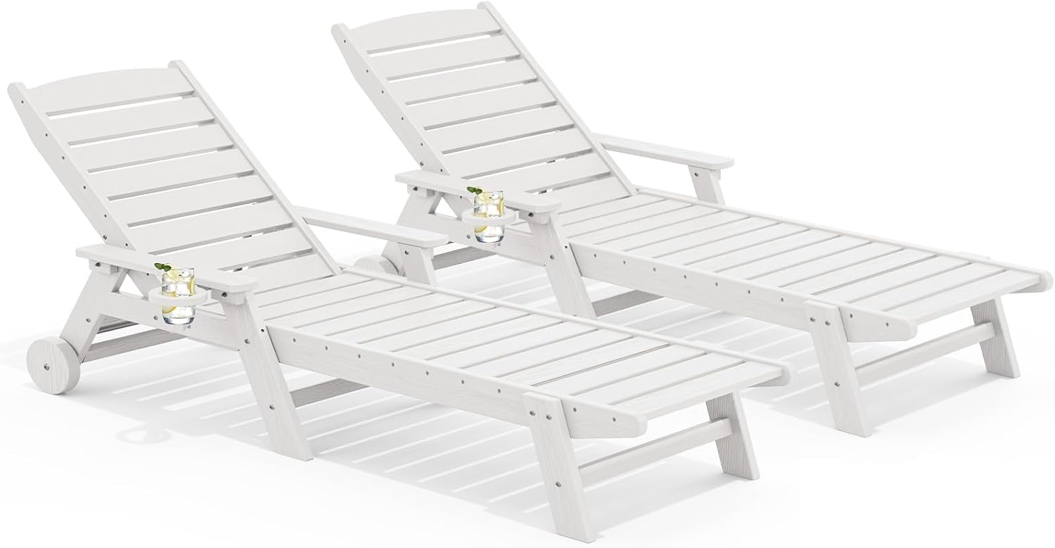 SERWALL Patio Chaise Lounge Chair Set of 2 for Ultimate Relaxation