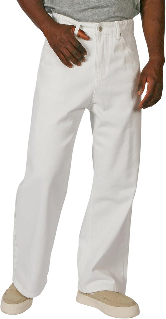 Plaid&Plain Men's Hip Hop Baggy Jeans for Casual Streetwear