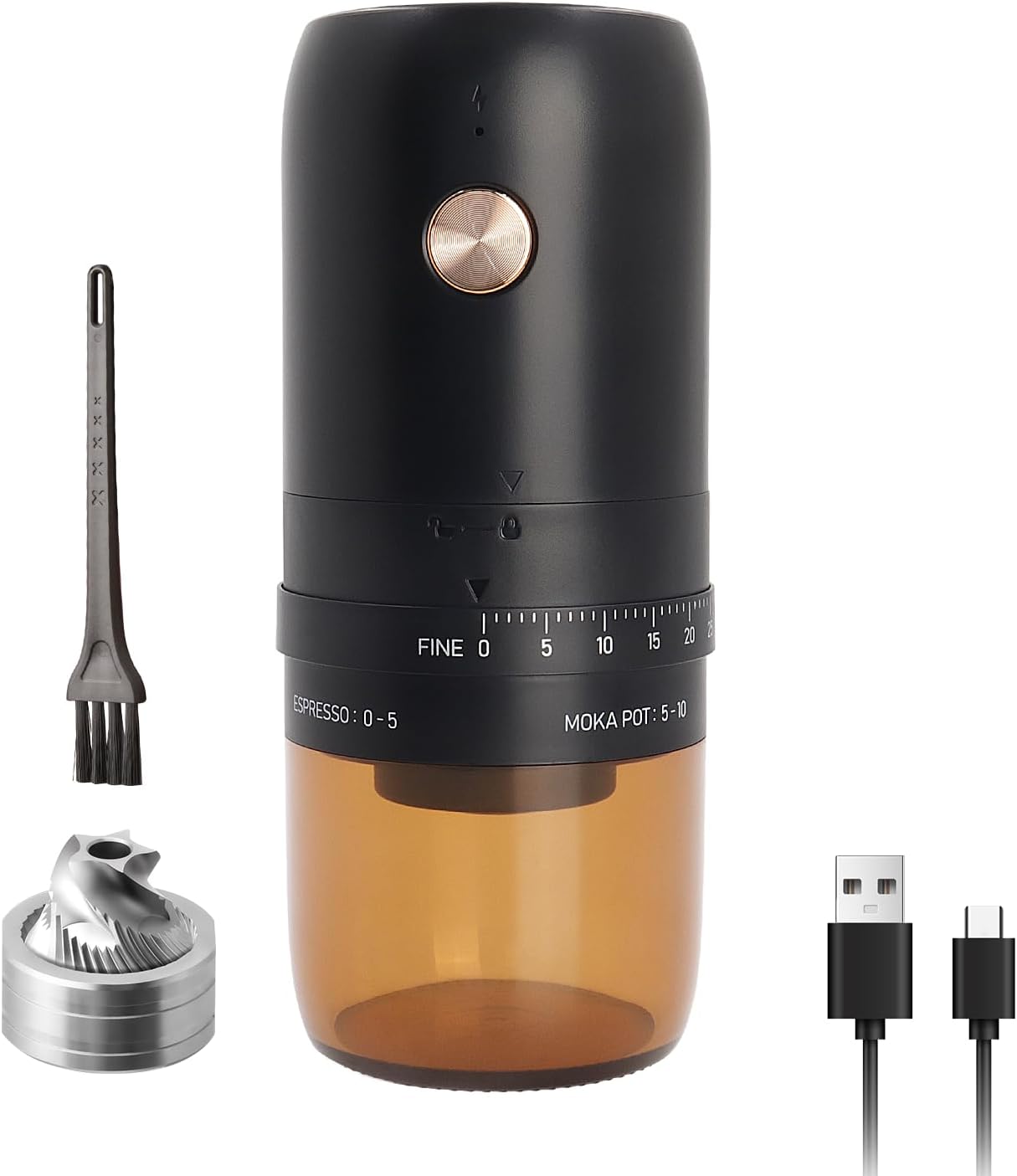 ELMWAY Rechargeable Coffee Grinder - Precise Grinding