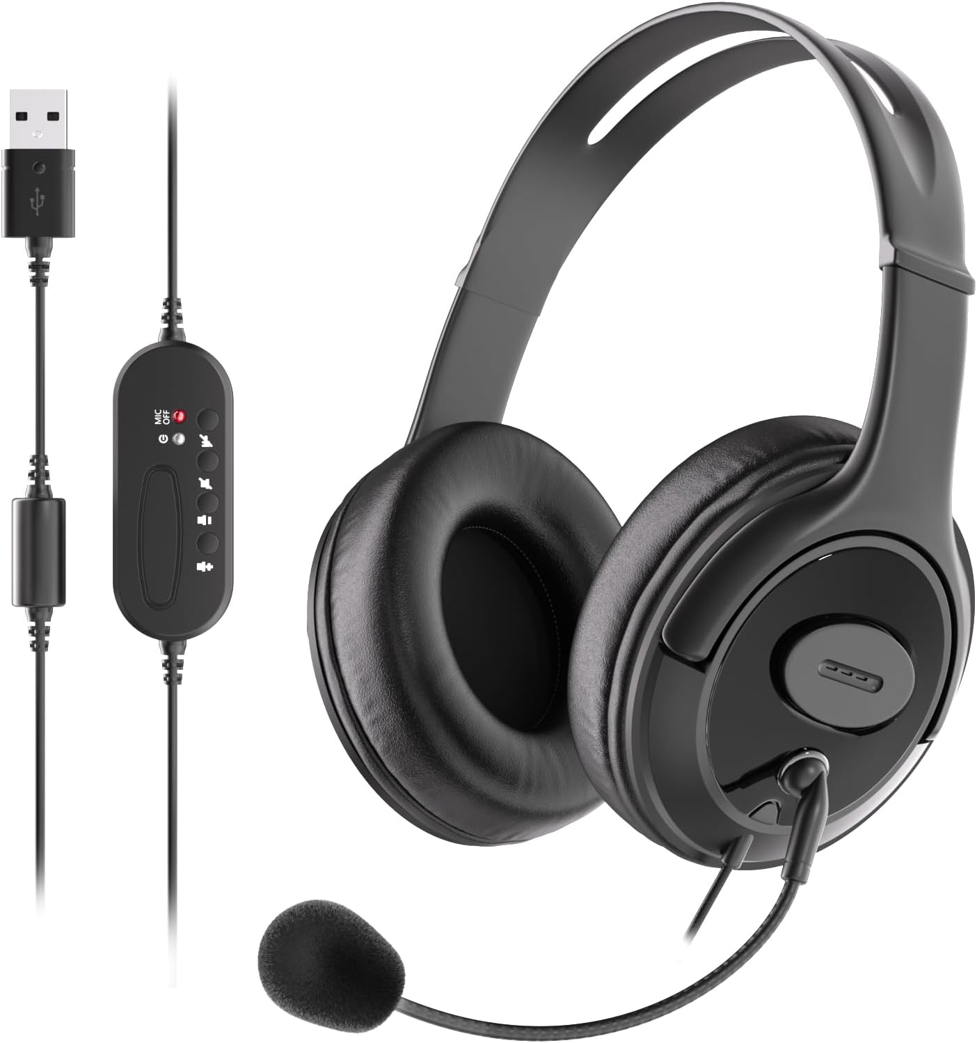 Wired USB Headset with Mic & Noise Cancelling ~ Office/Home