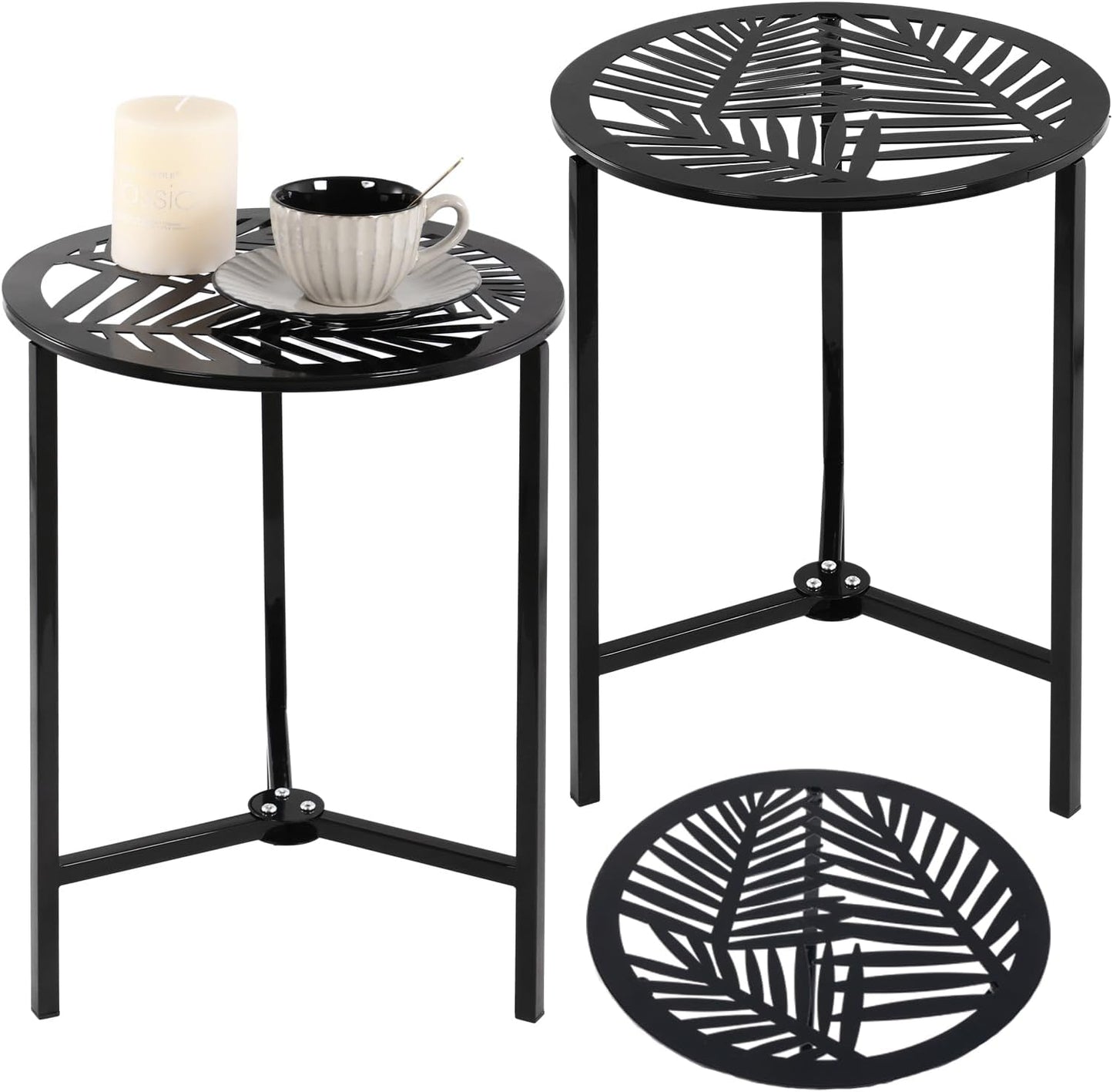 Stylish 13in Metal Outdoor Side Tables for Small Spaces