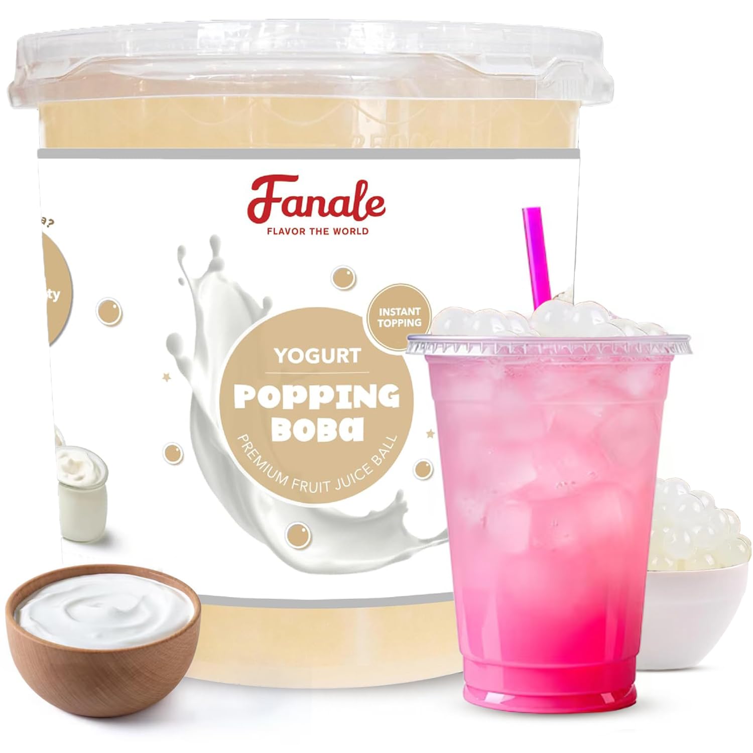 Fanale Lychee Popping Boba Pearls for Bubble Tea and Desserts