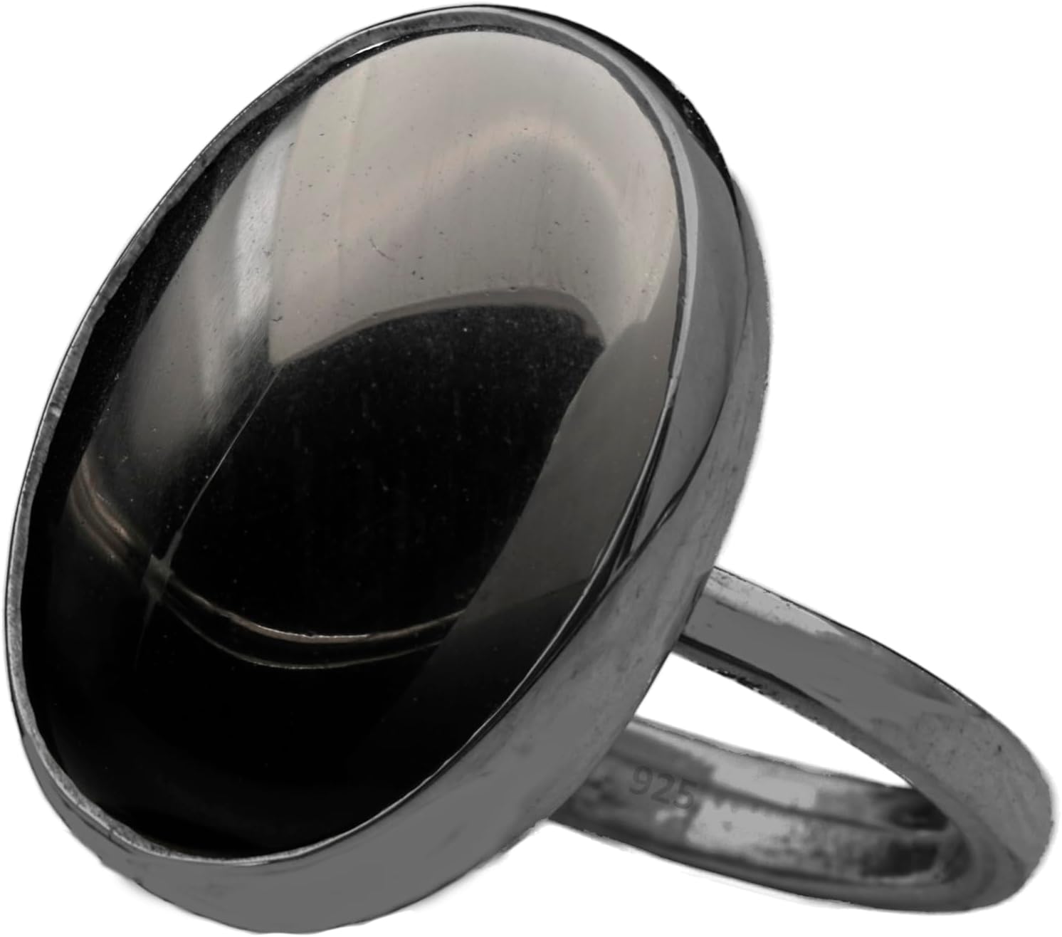 Natural Labradorite Crystal Ring in Black Oxidized Silver