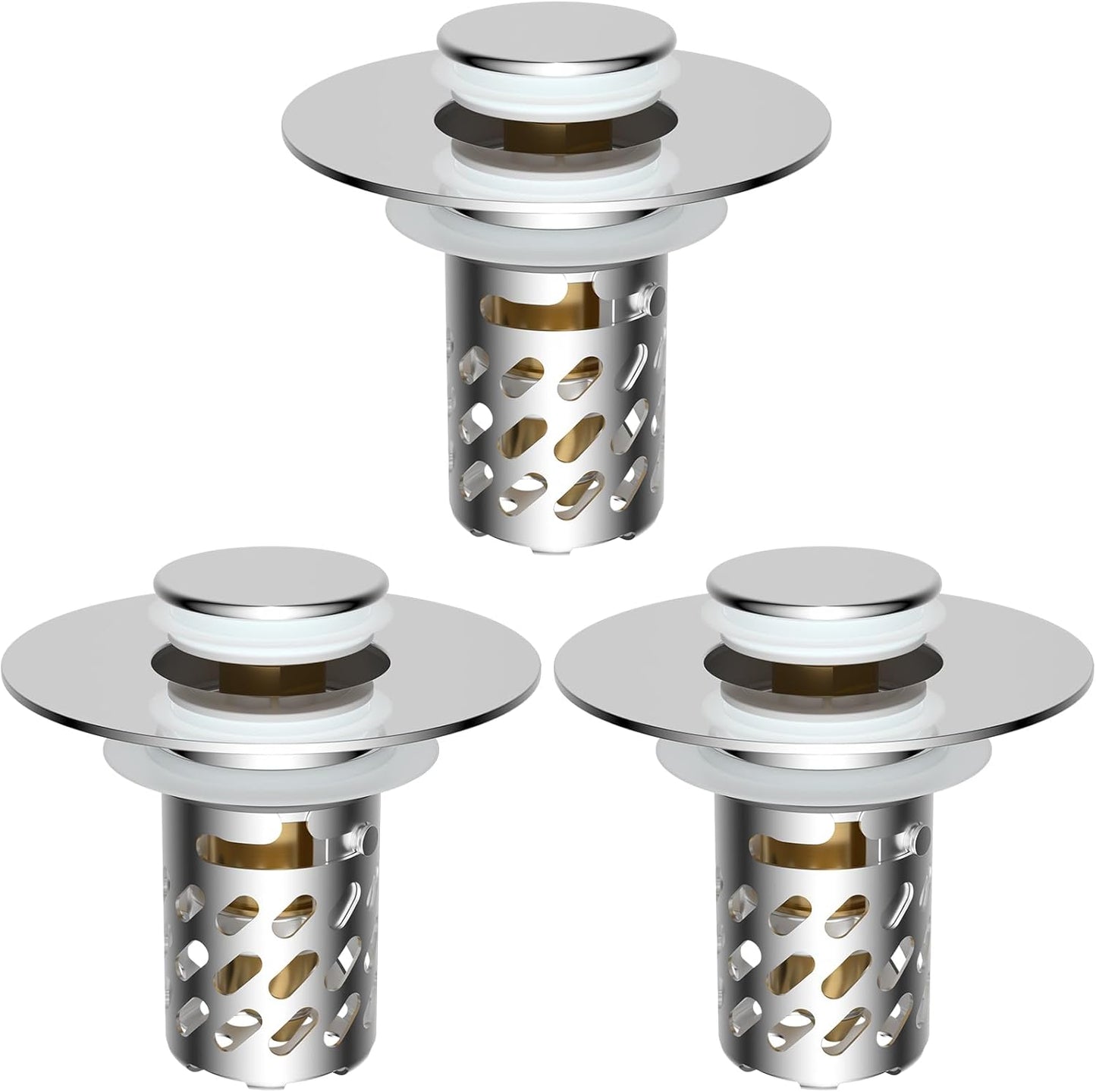 iFealClear 3 Pack All Metal Bathroom Sink Stopper for Drains