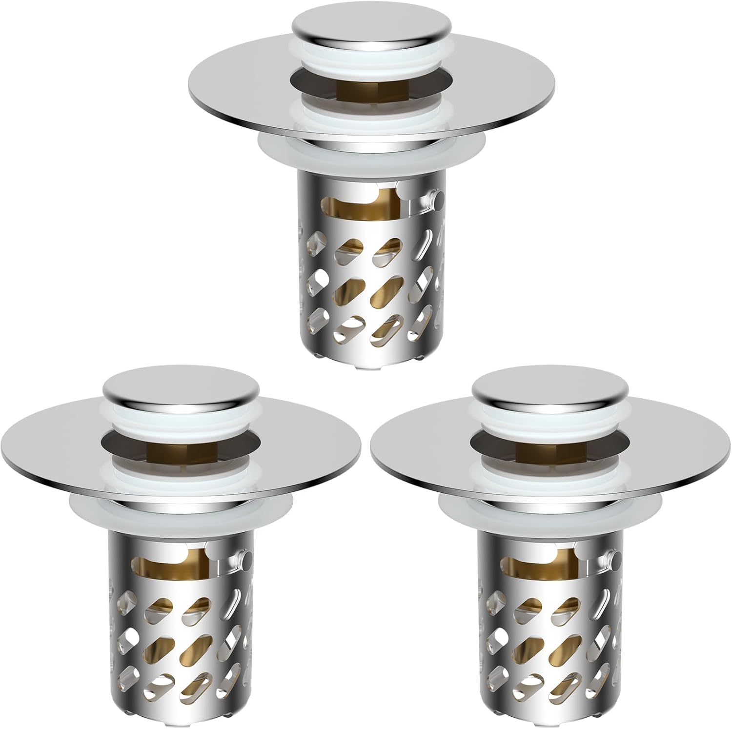 iFealClear 3 Pack All Metal Bathroom Sink Stopper for Drains