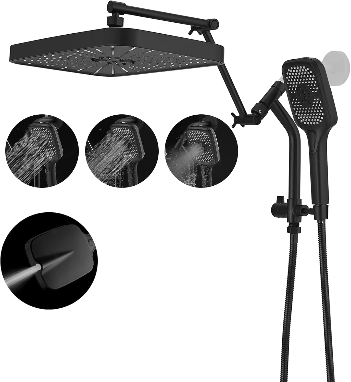 14 High Pressure Rain Shower Heads with Handheld Spray Combo
