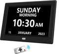 10in Black Clock with Day and Date for Elderly - Large Display