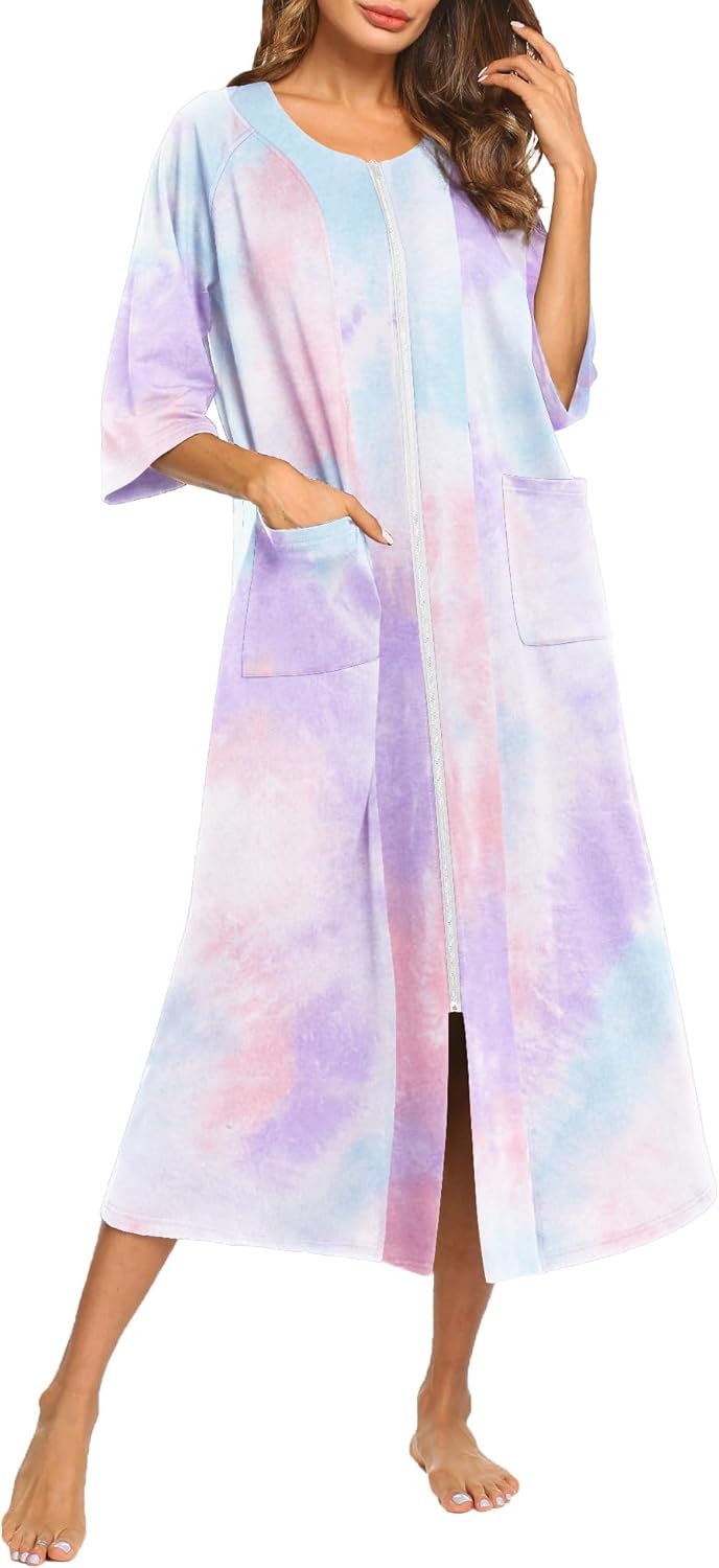 Ekouaer Women's Zipper Robe for Comfort and Style at Home
