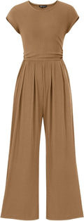 Summer Jumpsuits for Women Ribbed Cap Sleeve Wide Leg - Stylish