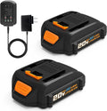 2Pack Replacement for Worx 20V Battery and Charger Kit - Extra Runtime