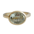 Green Amethyst Oval Cut Sterling Silver Ring - Handmade Statement