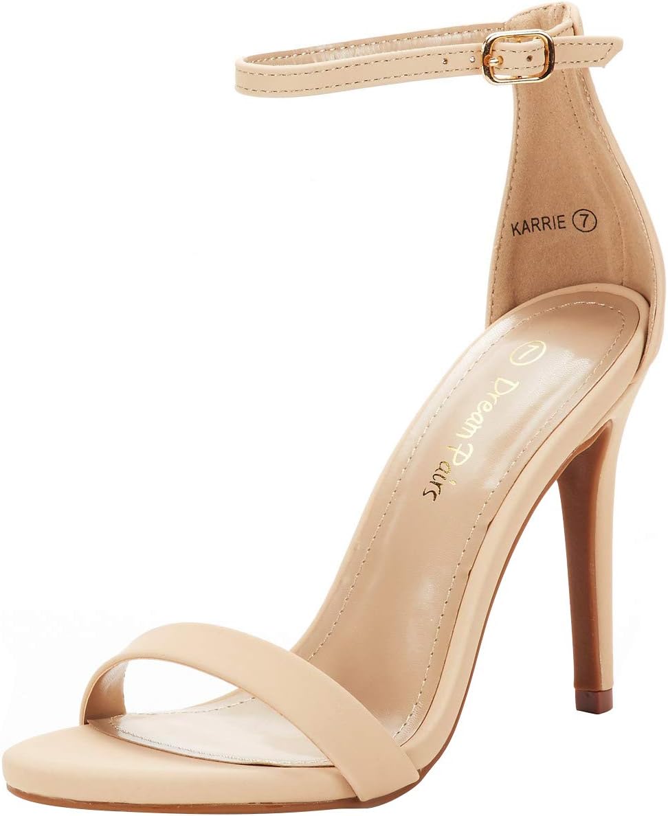 DREAM PAIRS Women's High Heels with Floral Ankle Strap Design
