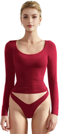 SUUKSESS Double Lined Fitted Scoop Neck Long Sleeve Crop Top - Soft