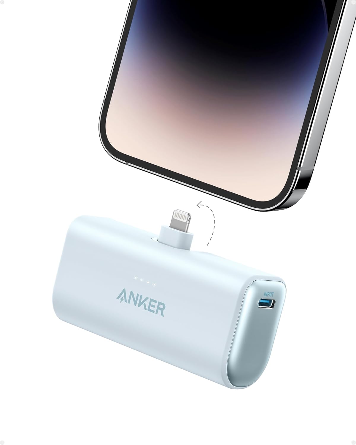 Anker Nano 12W Portable Charger for iPhone - MFi Certified Lightning Connector - 5,000mAh Power Bank (Blue)