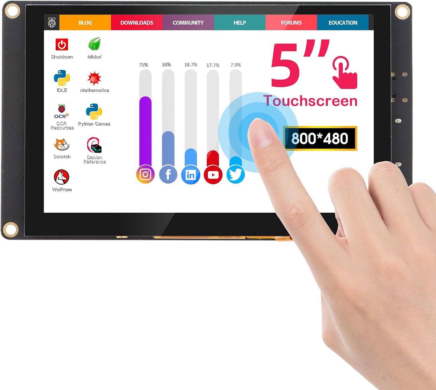 ELECROW 5 Inch Mini Touchscreen Monitor for Raspberry Pi and PC