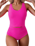 Two Piece Tankini Swimsuit for Women - Tummy Control, Cutout Back Set