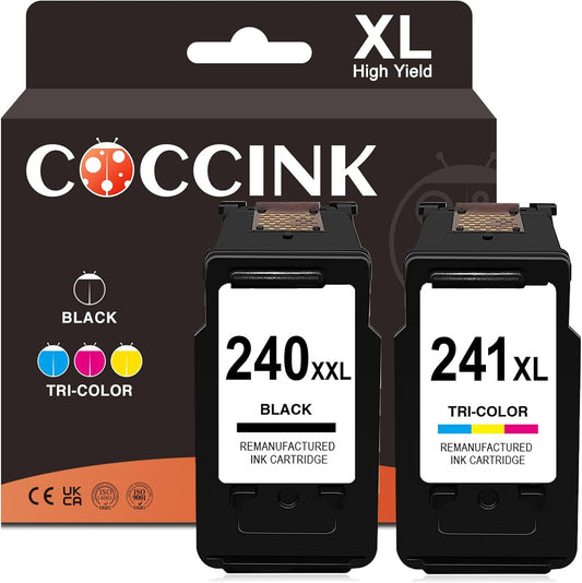 COCCINK 240XXL 241XL Ink Cartridges for Canon Printers Combo Pack