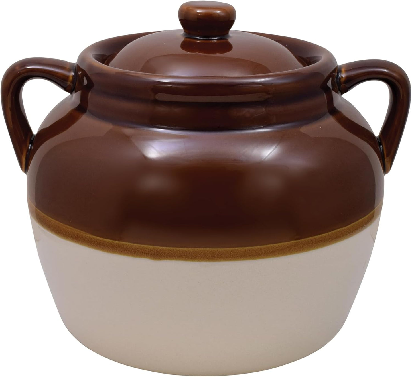 Traditional Style 4.5-Quart Large Ceramic Bean Pot with Lid
