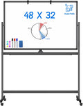 Rolling Dry Erase Board 48 x 32 for Home Office and Classroom
