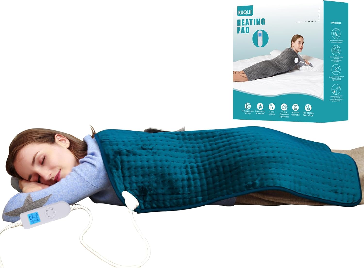 Ruqiji XXXL King Size Heating Pad for Pain Relief and Comfort