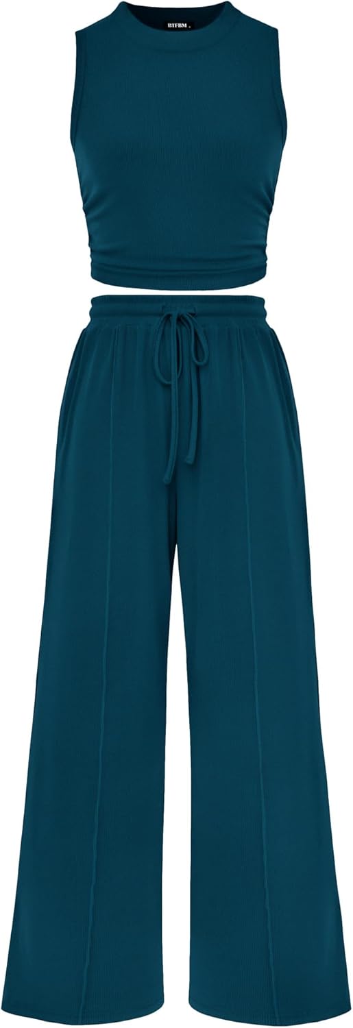BTFBM Women Summer 2 Piece Outfits for Beach and Lounge Wear