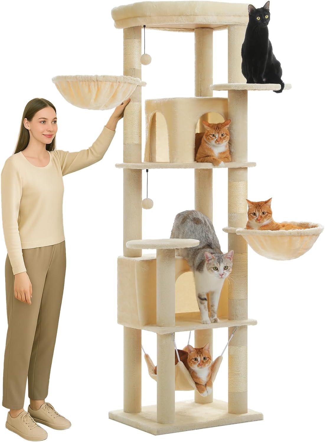 71.2 Tall Cat Tree for Indoor Cats with 5 Scratching Posts